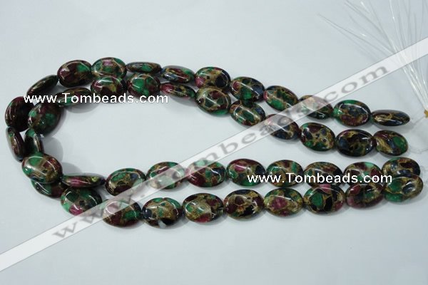 CGO39 15.5 inches 12*16mm oval gold multi-color stone beads