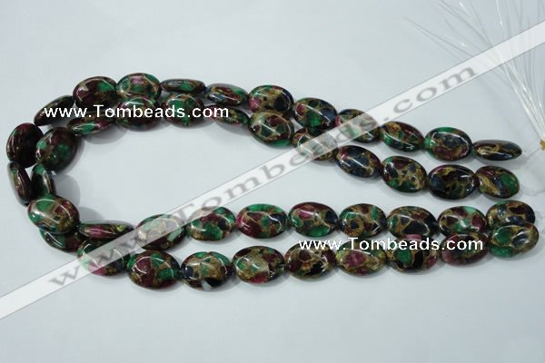 CGO40 15.5 inches 13*18mm oval gold multi-color stone beads