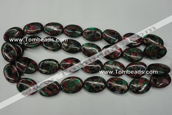 CGO42 15.5 inches 18*25mm oval gold multi-color stone beads