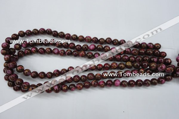 CGO52 15.5 inches 6mm round gold red color stone beads