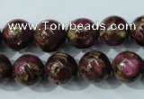 CGO55 15.5 inches 12mm round gold red color stone beads