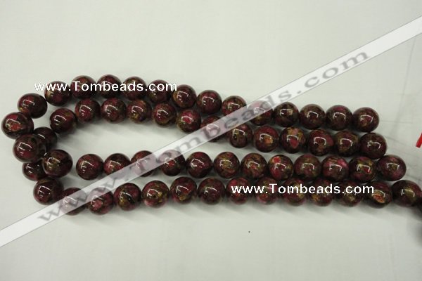 CGO57 15.5 inches 16mm round gold red color stone beads