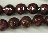 CGO58 15.5 inches 18mm round gold red color stone beads