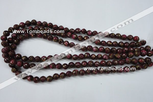 CGO62 15.5 inches 6mm faceted round gold red color stone beads