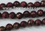 CGO63 15.5 inches 8mm faceted round gold red color stone beads