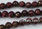 CGO64 15.5 inches 10mm faceted round gold red color stone beads