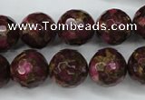 CGO67 15.5 inches 16mm faceted round gold red color stone beads