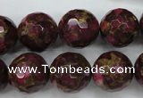 CGO68 15.5 inches 18mm faceted round gold red color stone beads