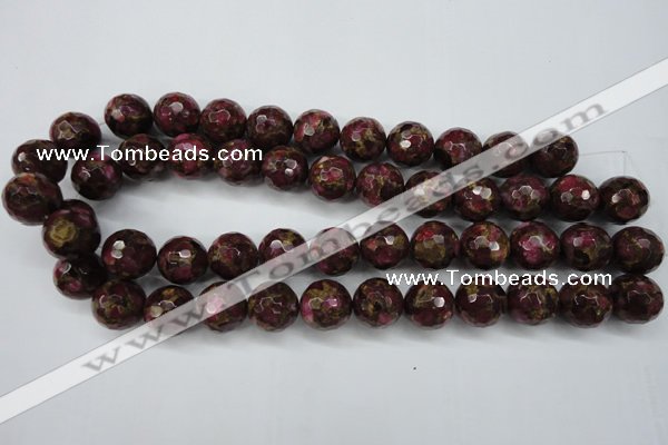 CGO68 15.5 inches 18mm faceted round gold red color stone beads