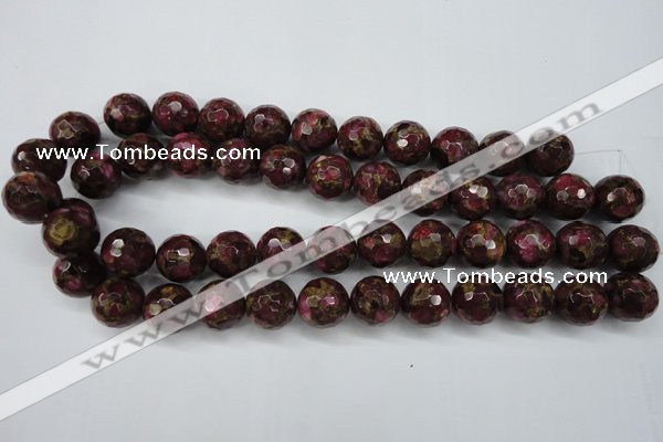 CGO68 15.5 inches 18mm faceted round gold red color stone beads
