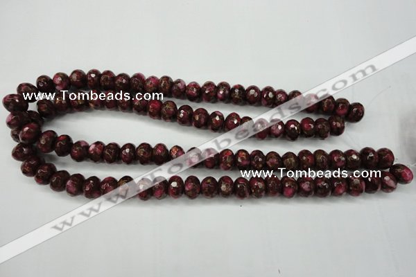 CGO75 15.5 inches 8*12mm faceted rondelle gold red color stone beads