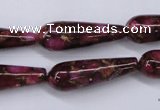 CGO78 15.5 inches 8*20mm teardrop gold red color stone beads