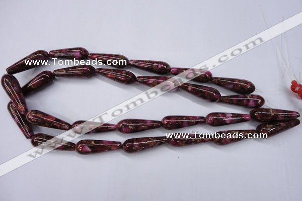 CGO78 15.5 inches 8*20mm teardrop gold red color stone beads