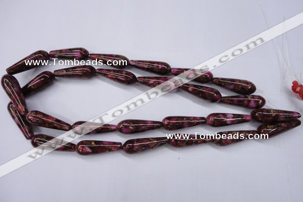 CGO78 15.5 inches 8*20mm teardrop gold red color stone beads