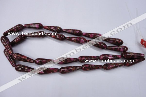 CGO80 15.5 inches 12*40mm teardrop gold red color stone beads