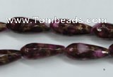 CGO82 15.5 inches 8*20mm faceted teardrop gold red color stone beads