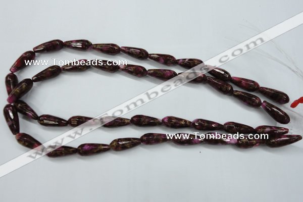 CGO82 15.5 inches 8*20mm faceted teardrop gold red color stone beads