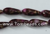 CGO83 15.5 inches 10*30mm faceted teardrop gold red color stone beads