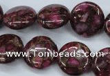 CGO87 15.5 inches 14mm flat round gold red color stone beads