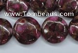 CGO89 15.5 inches 18mm flat round gold red color stone beads