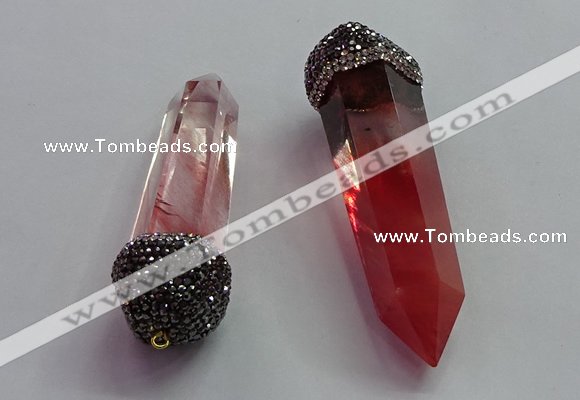 CGP1524 20*65mm - 25*80mm sticks cherry quartz gemstone pendants