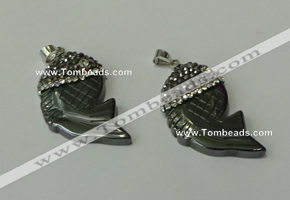 CGP153 18*35mm fish hematite gemstone pendants wholesale
