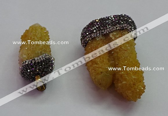 CGP1532 20*40mm - 30*50mm nuggets druzy quartz pendants