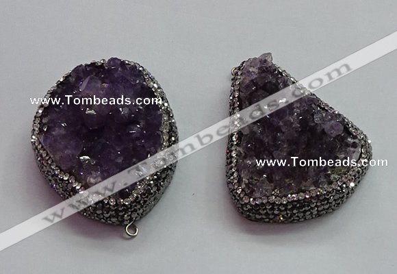 CGP1538 30*40mm - 35*45mm freeform druzy amethyst pendants