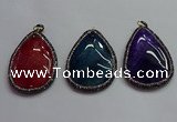 CGP1547 40*60mm flat teardrop agate pendants wholesale