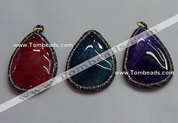 CGP1547 40*60mm flat teardrop agate pendants wholesale