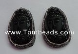 CGP1570 40*65mm carved black obsidian pendants wholesale