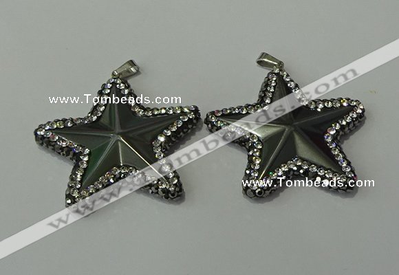 CGP158 40*40mm star hematite gemstone pendants wholesale