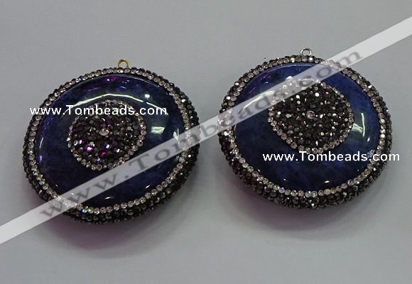 CGP1581 45mm coin sodalite gemstone pendants wholesale