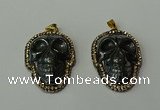 CGP159 25*35mm skull hematite gemstone pendants wholesale