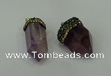 CGP212 15*30mm - 20*35mm bullet amethyst gemstone pendants