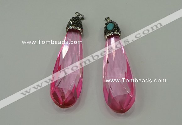 CGP234 20*80mm faceted teardrop crystal glass pendants wholesale