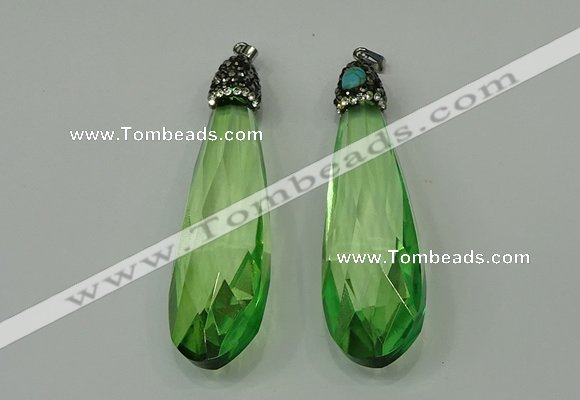 CGP237 20*80mm faceted teardrop crystal glass pendants wholesale