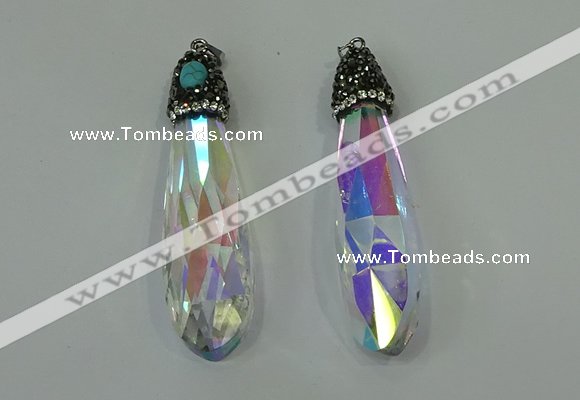 CGP240 17*70mm faceted teardrop crystal glass pendants wholesale