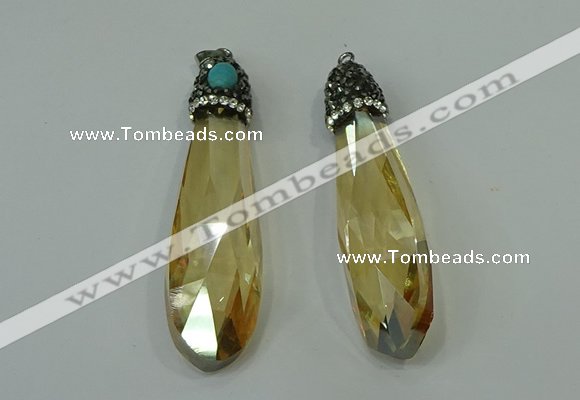 CGP242 17*70mm faceted teardrop crystal glass pendants wholesale