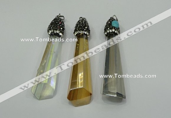 CGP253 15*65mm sticks crystal glass pendants wholesale