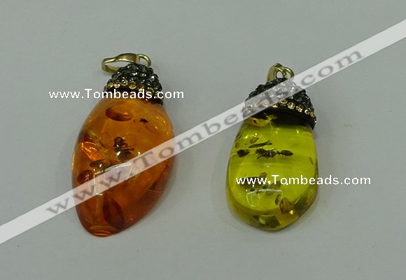 CGP278 20*35mm - 22*40mm freeform synthetic amber pendants