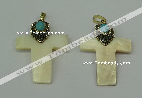 CGP280 35*55mm cross pearl shell pendants wholesale