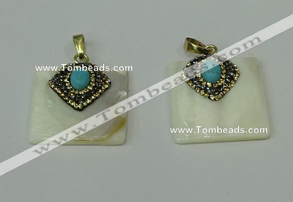 CGP284 27*37mm rectangle pearl shell pendants wholesale