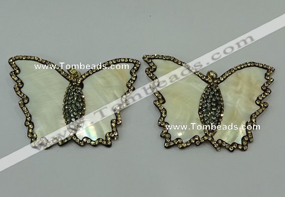 CGP297 45*65mm butterfly pearl shell pendants wholesale