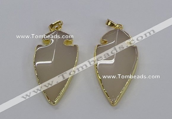 CGP3001 22*45mm arrowhead agate gemstone pendants wholesale