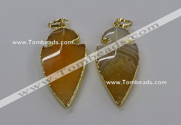 CGP3002 22*45mm arrowhead agate gemstone pendants wholesale