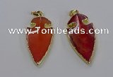 CGP3004 22*45mm arrowhead agate gemstone pendants wholesale