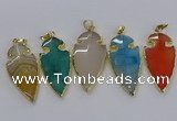 CGP3008 22*45mm arrowhead agate gemstone pendants wholesale