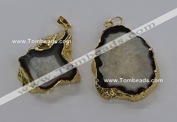 CGP3010 30*40mm - 35*45mm freeform druzy agate pendants