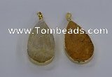 CGP3016 28*50mm flat teardrop fossil coral pendants wholesale